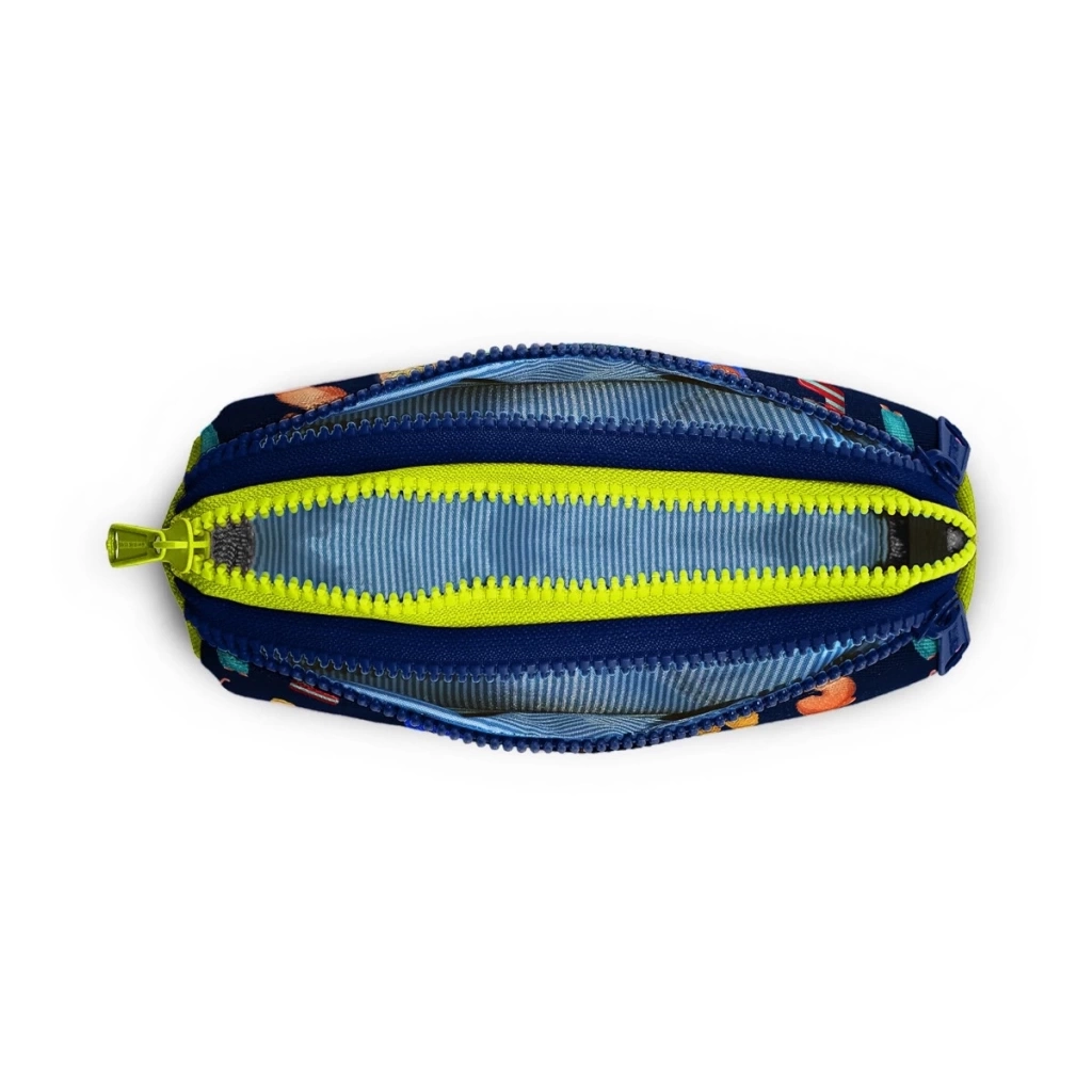 Nessiworld Coral High Kids Lacivert Neon Sarı Monster Desenli Üç Bölmeli Kalem Çantası 22026