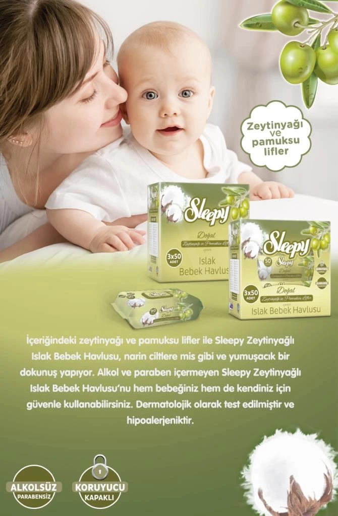 Nessiworld  Doğal Zeytinyağlı Islak Havlu Mendil 90 Adet