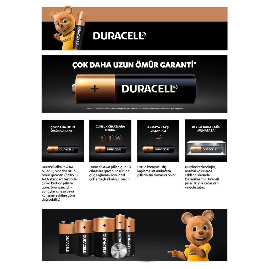 Nessiworld Duracell 6Lı AAA İnce Kalem Pil
