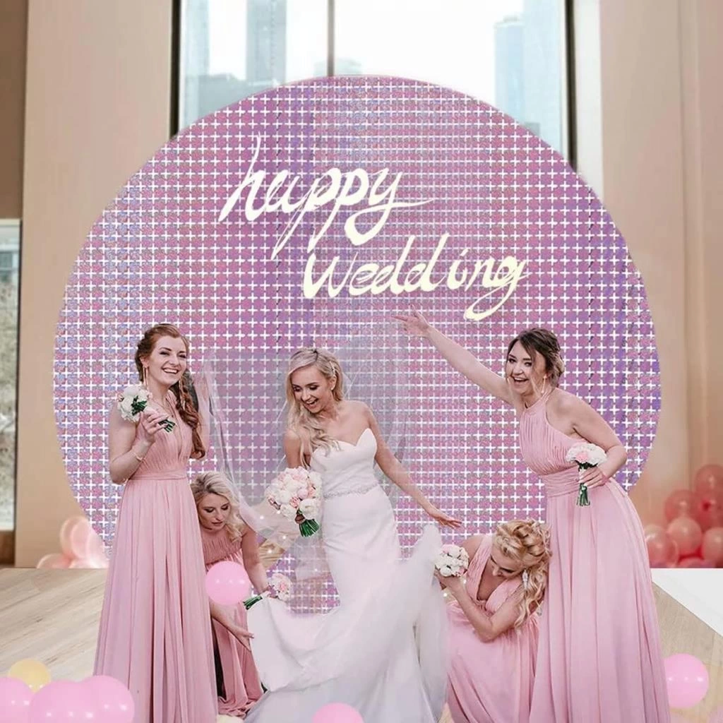NessiWorld Ekstra Metalize Rose Gold Renk Disko Dikdörtgen Kesim Kapı Perdesi Dekorasyon 1x2 Metre