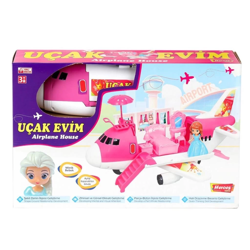 Nessiworld  ERN-2013 Heroes Toys Uçak Ev Bebek Seti - Eren Oyuncak