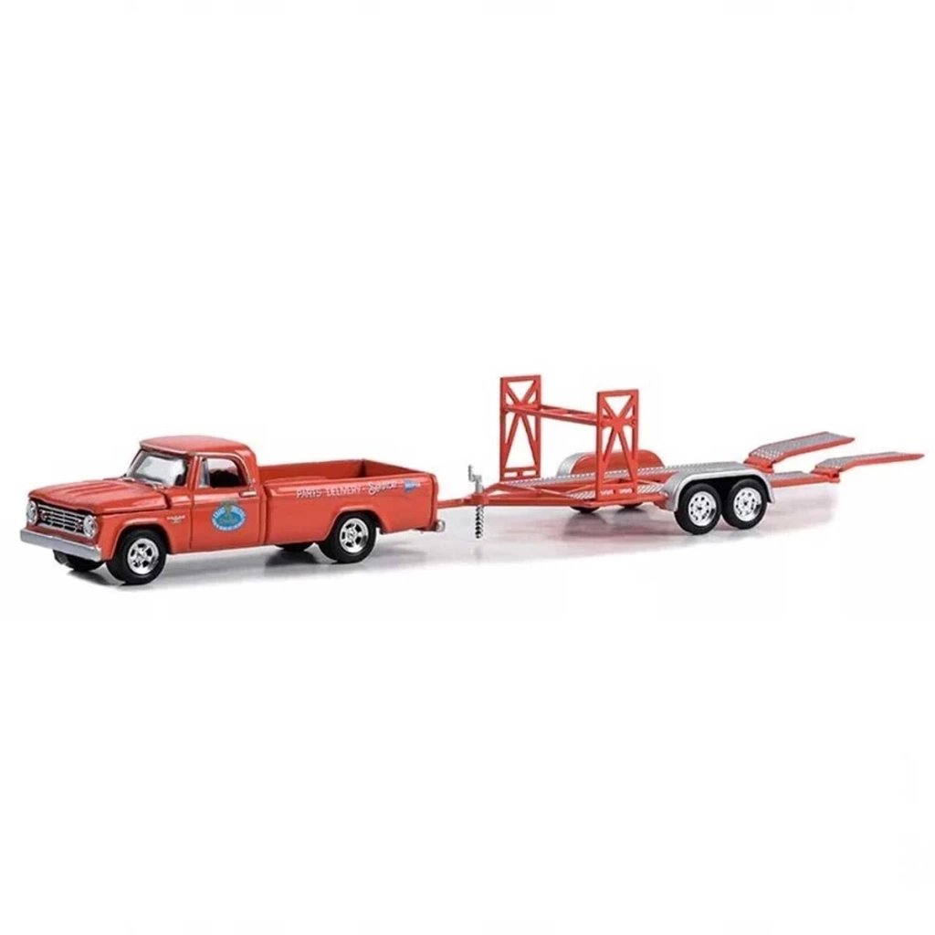 Nessiworld Greenlight 1/64 1967 Dodge D-100 with Tandem Car Trailer