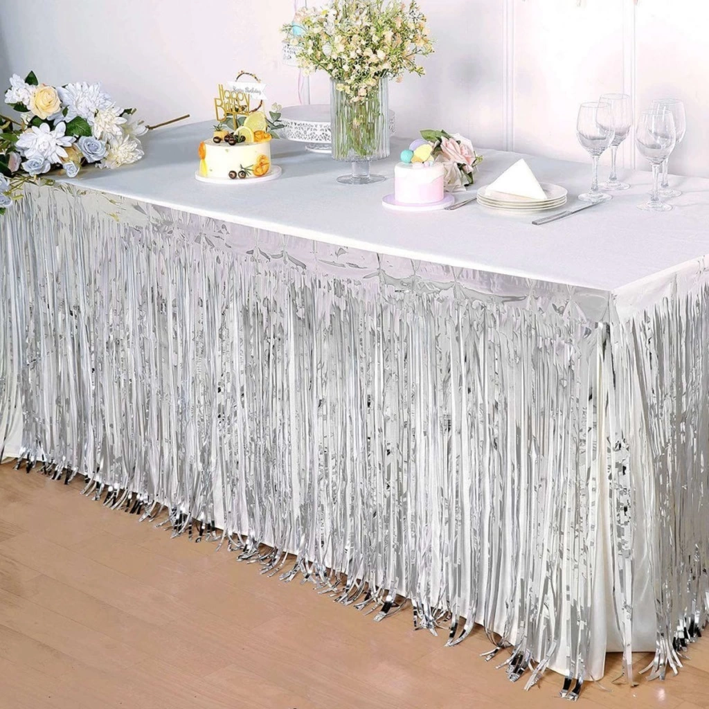 Nessiworld Gümüş Metalize Masa Eteği 275x75 cm – Kendinden Yapışkanlı
