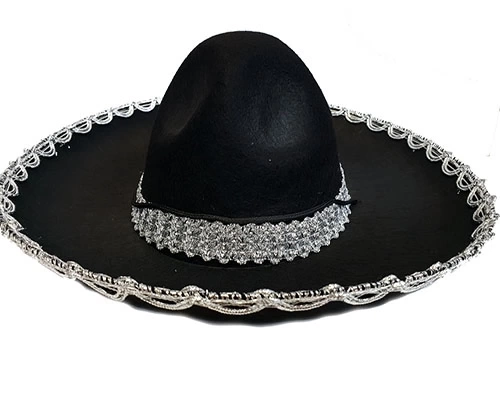 Nessiworld Gümüş Renk Şeritli Meksika Mariachi Latin Şapkası 55 cm Çocuk