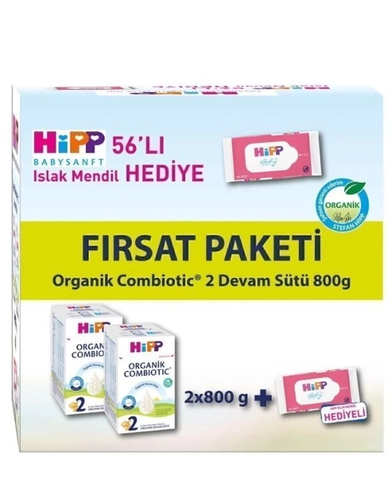 Nessiworld Hipp 2 Organik Combiotic Bebek Sütü 800 Gr X2 Islak Mendil Hediyeli