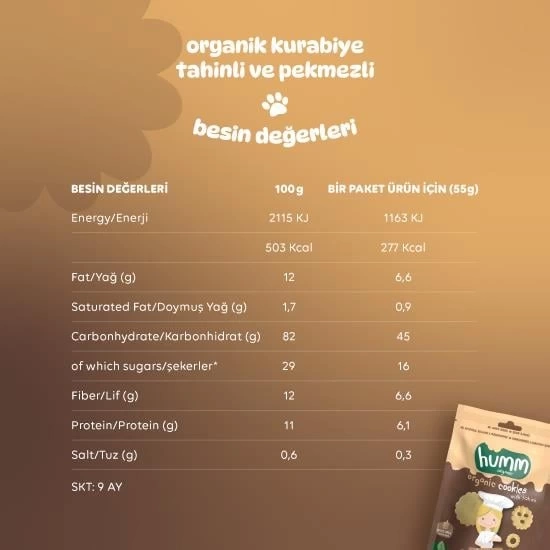 Nessiworld Humm Organik Tahinli ve Pekmezli Vegan Kurabiye 55 Gr