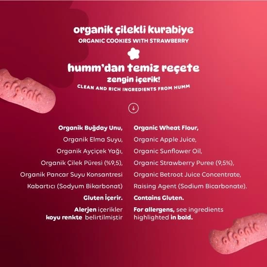 Nessiworld Humm Organik Vegan Çilekli Kurabiye 55 Gr