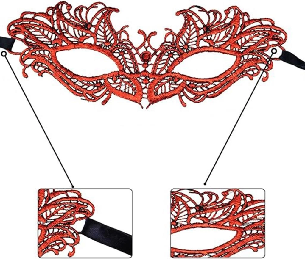 Nessiworld Kırmızı Dantel Masquerade Maskesi 5 No