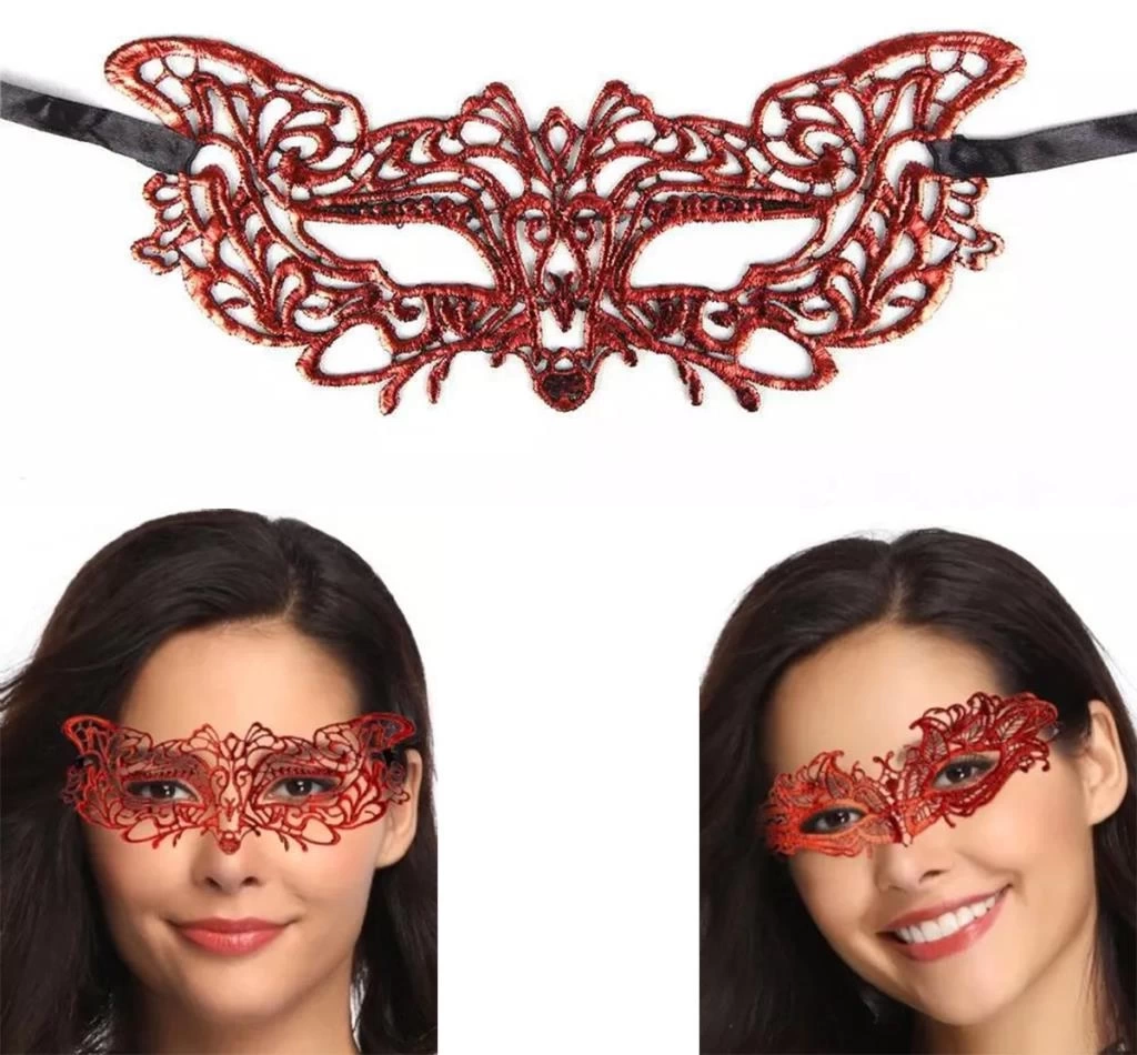 Nessiworld Kırmızı Dantel Masquerade Maskesi 9 No