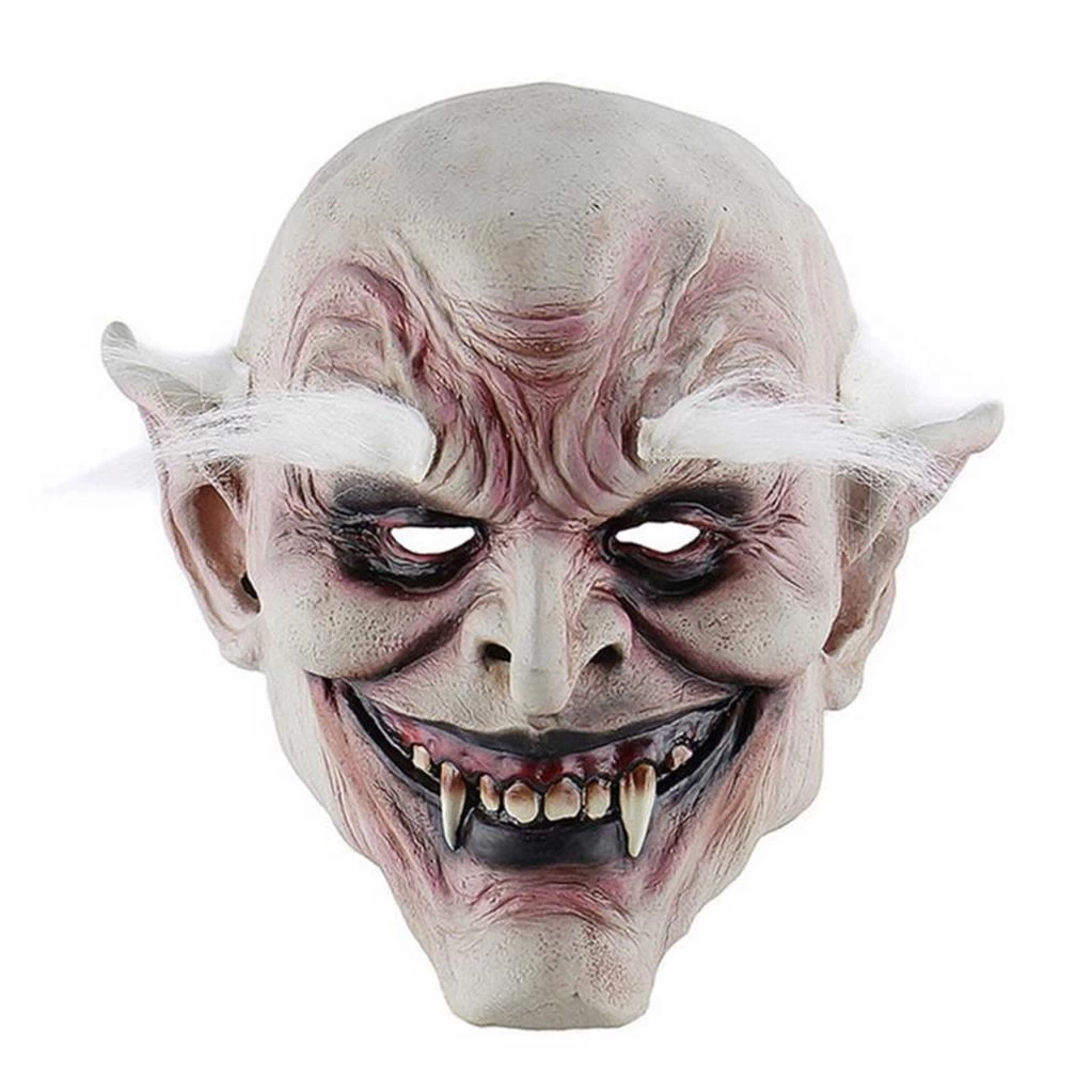 Nessiworld   Korku Zombi Maskesi Beyaz Saçlı Kaşlı Lateks Vampir Maskesi Et Maske