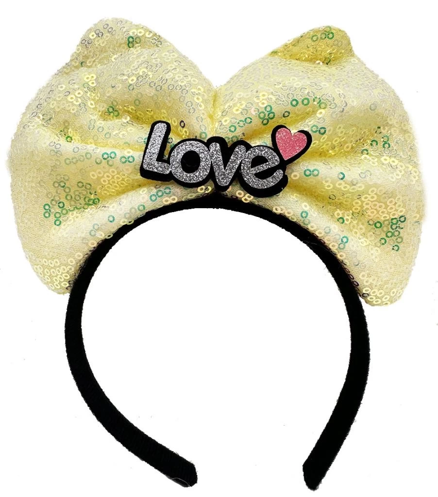 Nessiworld   Led Işıklı 3 Farklı Fonksiyonda Yanan Gümüş Love Yazılı Sarı Fiyonk Taç 20X17 cm
