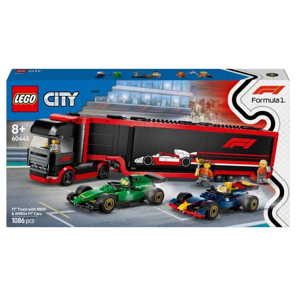 Nessiworld LEGO City RB20 ve AMR24 F1 Arabalı F1 Kamyonu 60445