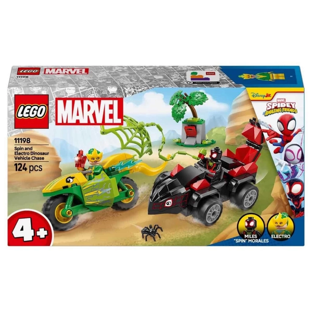 Nessiworld LEGO Marvel Spidey ve İnanılmaz Arkadaşları Spin ve Electro Dinozor Aracı Takibi 11198