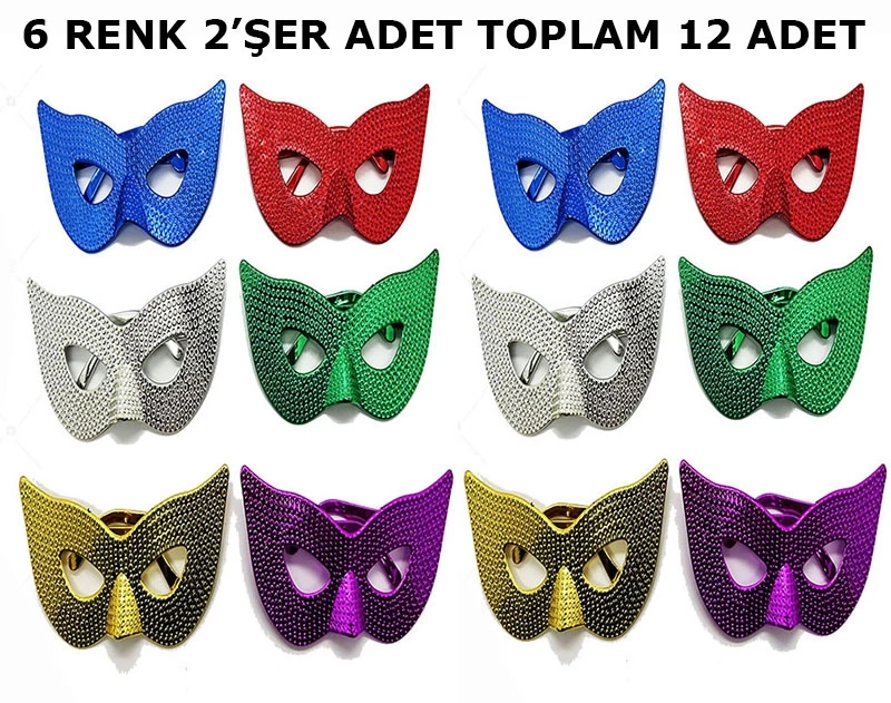 Nessiworld Maskeli Balo Partisi Görünümlü Retro Parti Gözlüğü 6 Renk 12 Adet