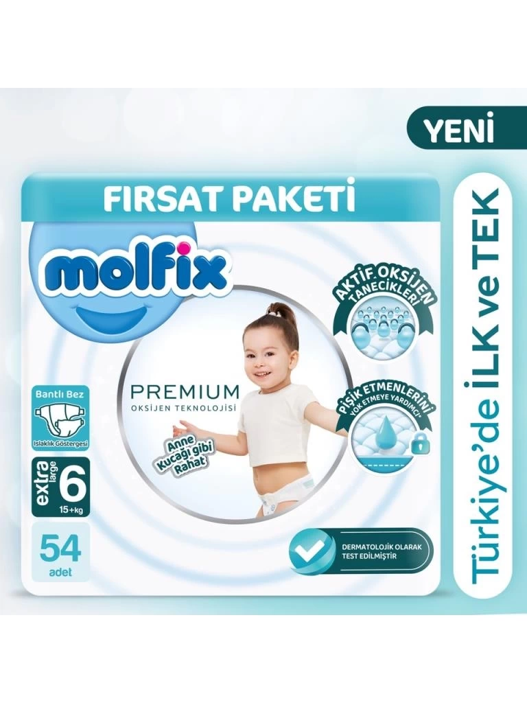 Nessiworld  Molfix Premium Bebek Bezi Ultra Fırsat Paketi 6 Beden 15+ Kg 54 Adet