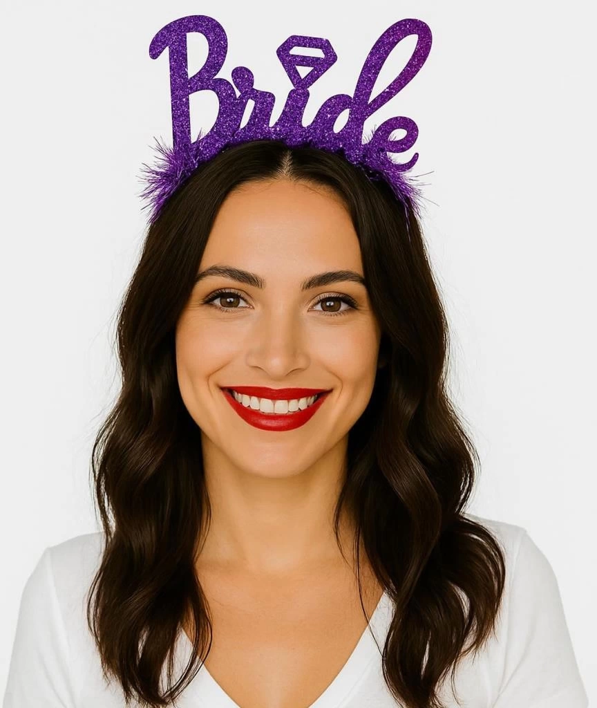 Nessiworld Mor Renk Bekarlığa Veda İtalik Yazı Alyanslı Bride Taç