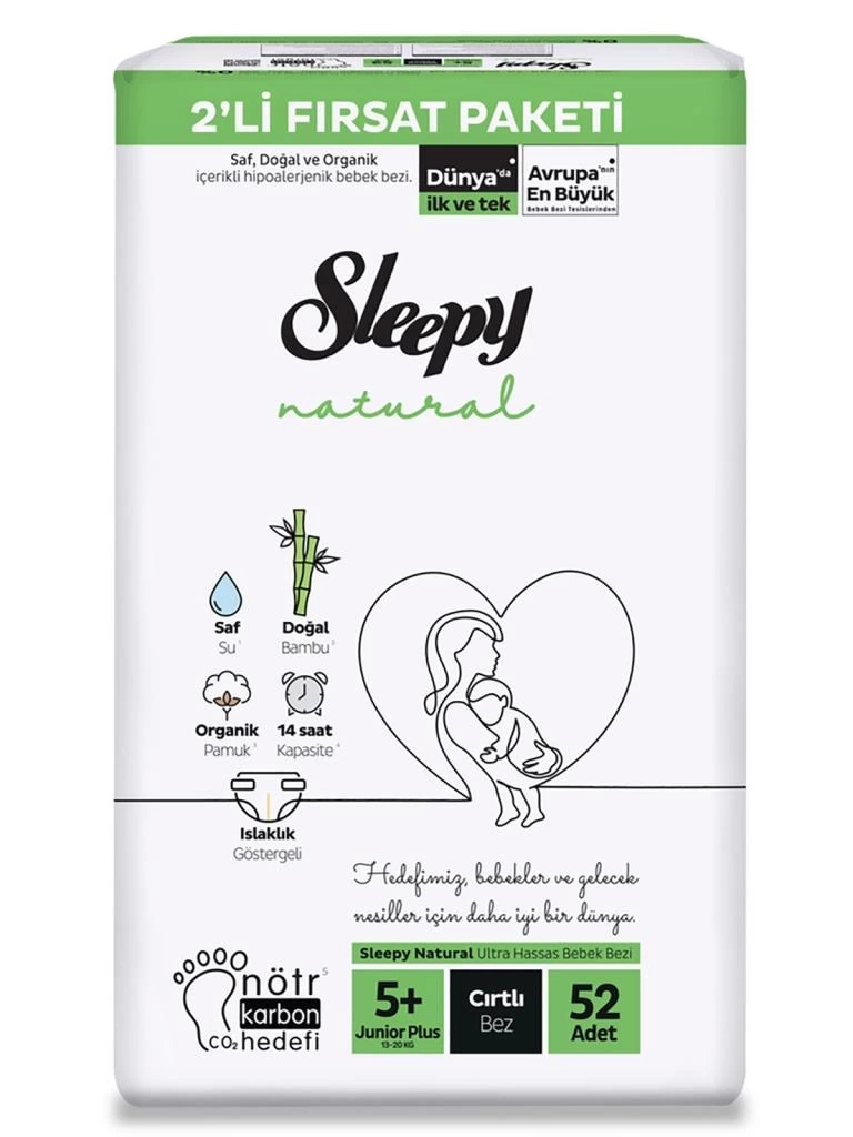 Nessiworld  Natural Bebek Bezi 2Li Fırsat Paketi 5+ Beden 52 Adet