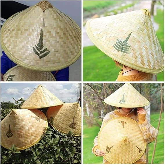 Nessiworld Naturel Renk Cambodia Kamboçyalı Vietnam Şapkası PVC Hasır