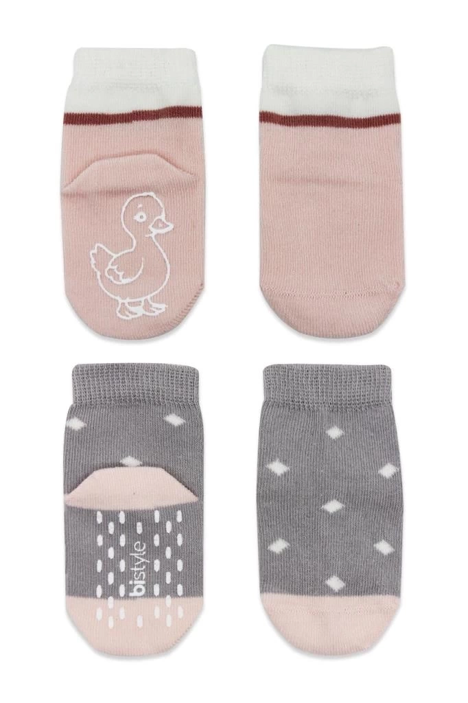 Nessiworld Nessiworld Bistyle Hayvan Figür Kaymaz Kız Soket Çorap 2Li BS10120 Gri