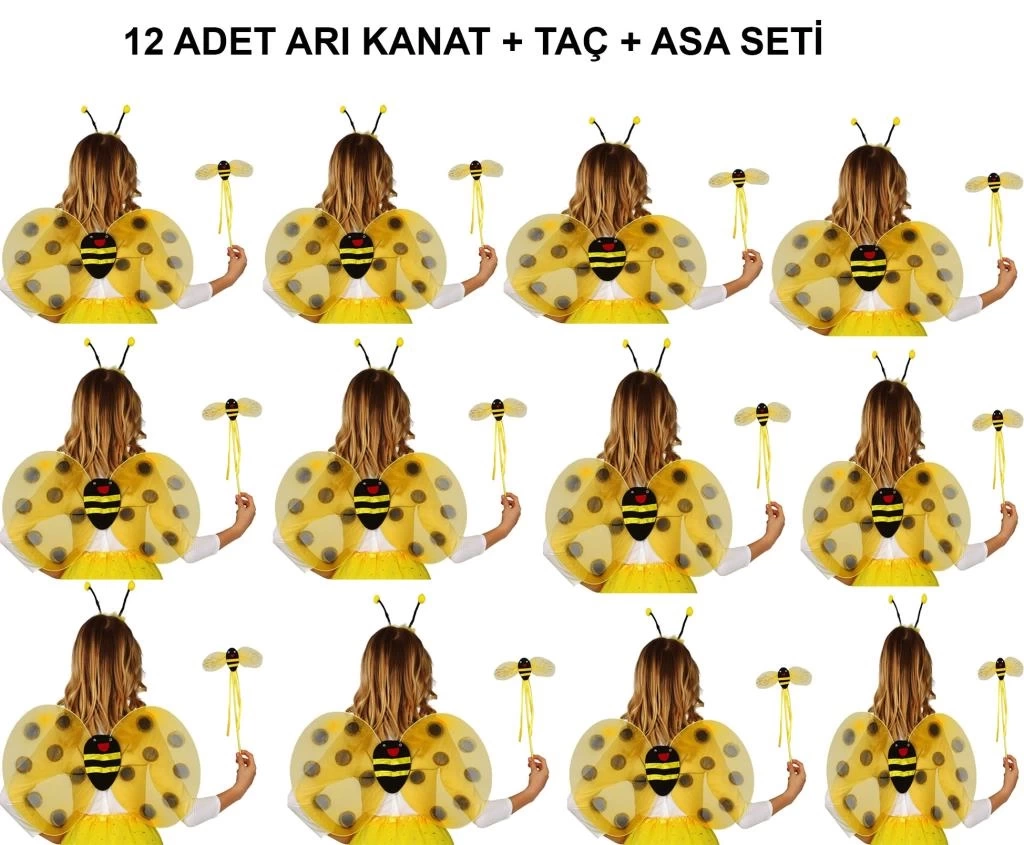 Nessiworld Okul Gösterileri için 12&#39;li Arı Kanadı Seti - Etkinlik Kanatları