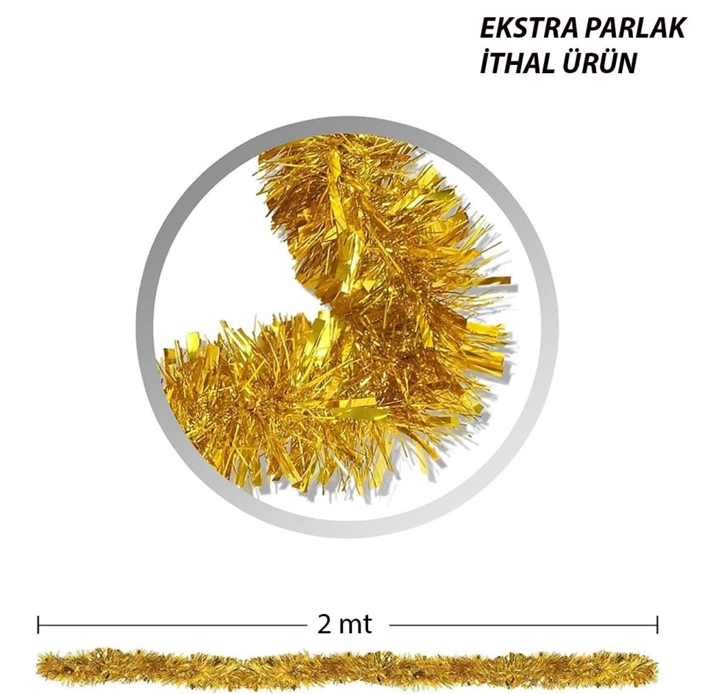Nessiworld   Parti İçin Sim Süs 2 Metre Uzunluk 6 cm Genişlik Altın Renk İthal