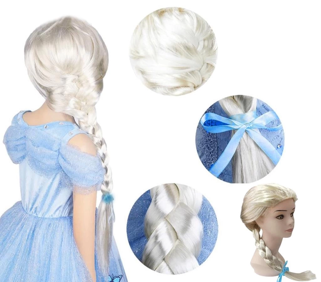 Nessiworld Platin Altın Dore Renk Karlar Ülkesi Elsa Frozen Peruğu Çocuk Boy