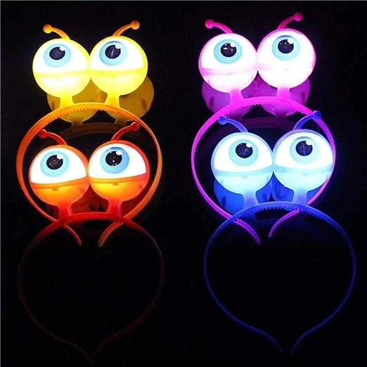 Nessiworld Rengarenk 3 Farklı Fonksiyonda Yanan Led Işıklı Uzaylı Göz Taç 1 Adet 18x12 cm