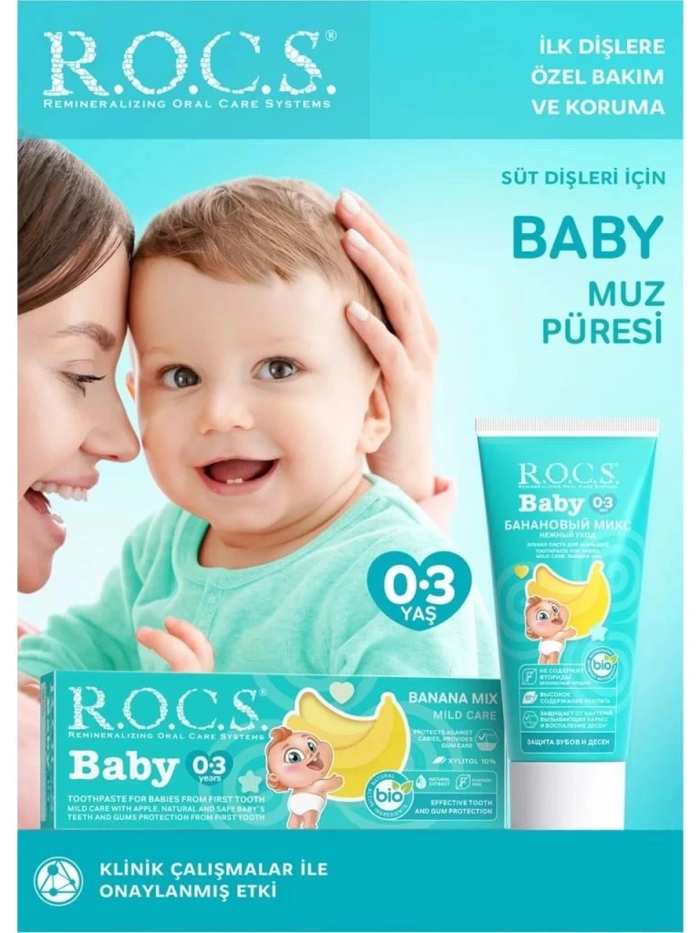 Nessiworld R.O.C.S.Bebek Diş Macunu Muz Püresi Tadında 0-3 Yaş 45 Gr
