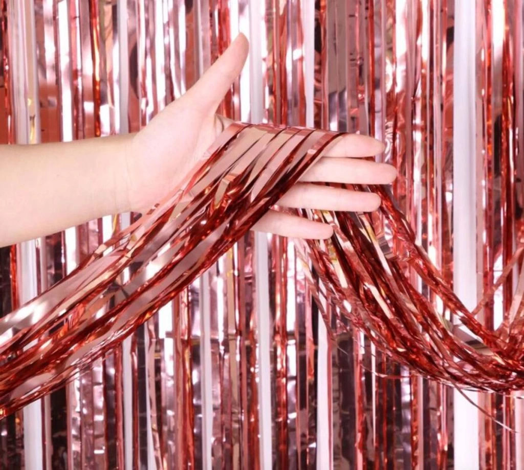 Nessiworld Rose Gold Püsküllü Kapı Perdesi - Parti, Bekarlığa Veda, Doğum Günü 1x2 m