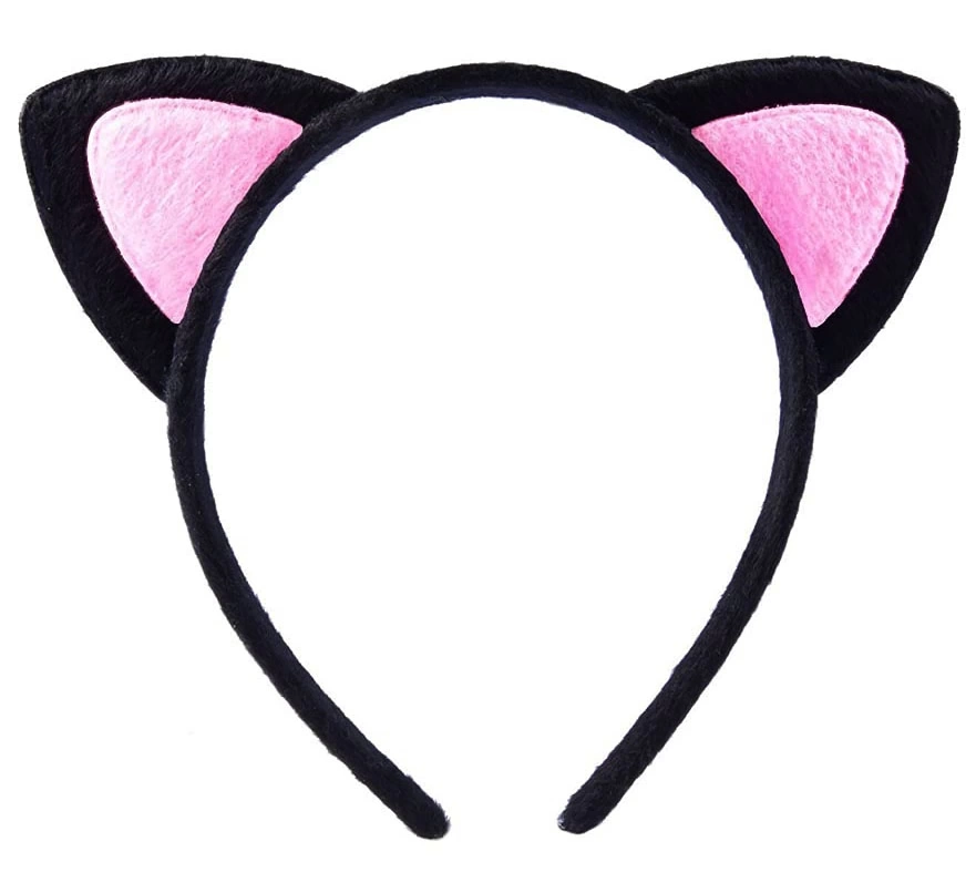 NessiWorld Sevimli Kedi Kulak Pofuduk Kedi Taç Siyah İçi Pembe Renk 17x15 cm