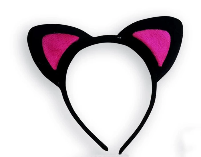 Nessiworld   Sevimli Kedi Kulak Pofuduk Kedi Taç Siyah İçi Şeker Pembe Renk 17x15 cm