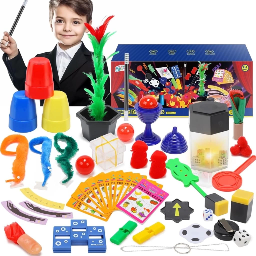 Nessiworld Sihirbazlık Seti - İllüzyon Oyunları Full Set -Kupa-çoğalan zar-Baston-Tobala-çiçek-5 Parça