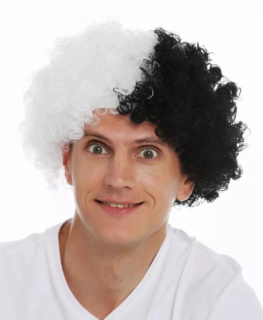 Nessiworld Siyah Beyaz Kıvırcık Afro Bonus Peruk Taraftar Bonus Saç