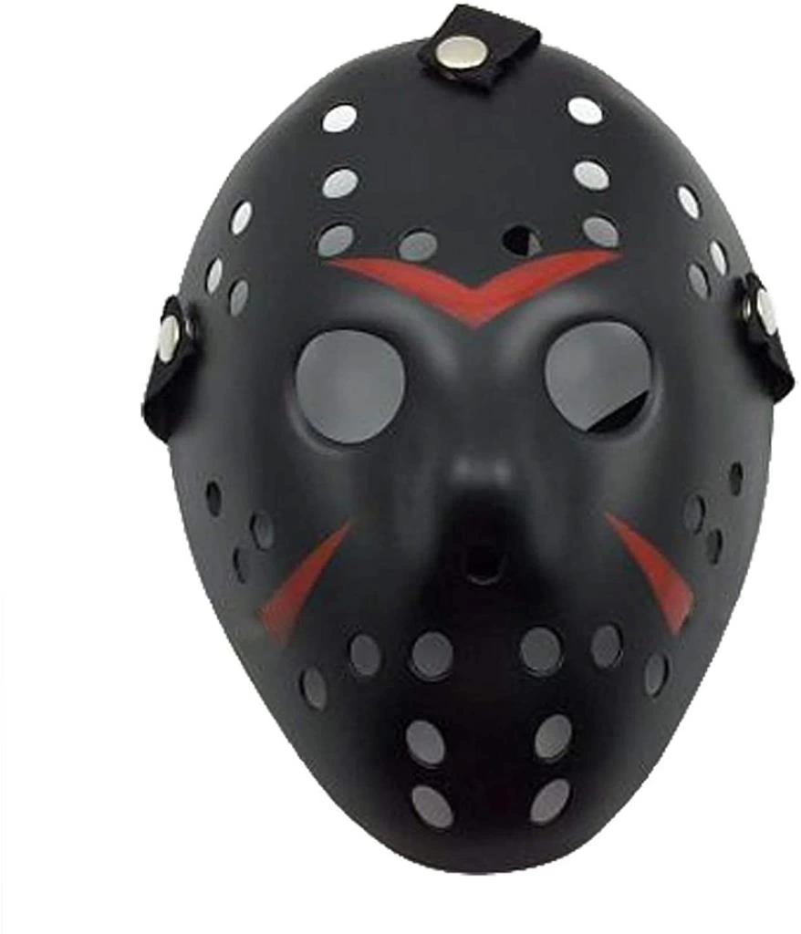 Nessiworld   Siyah Renk Kırmızı Çizgili Tam Yüz Hokey Jason Maskesi Hannibal Maskesi