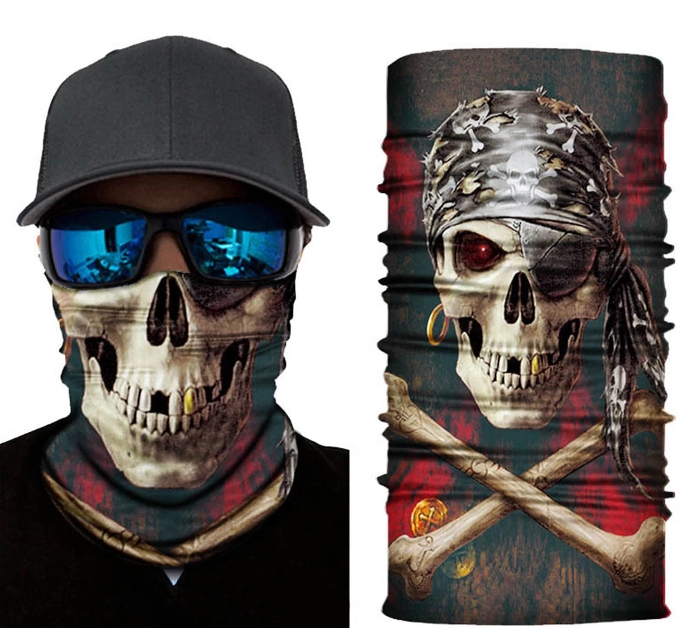 Nessiworld Siyah Renk Üzeri Likralı Korsan Kafatası Baskılı Baf Buff Bandana 30x48 cm