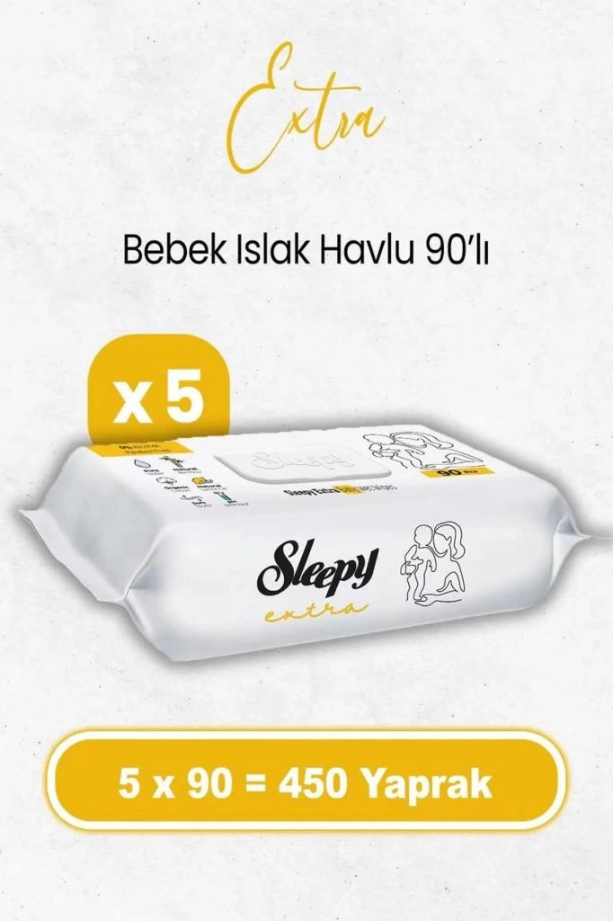 Nessiworld Sleepy Ekstra Islak Havlu Mendil 5x90 450 Yaprak