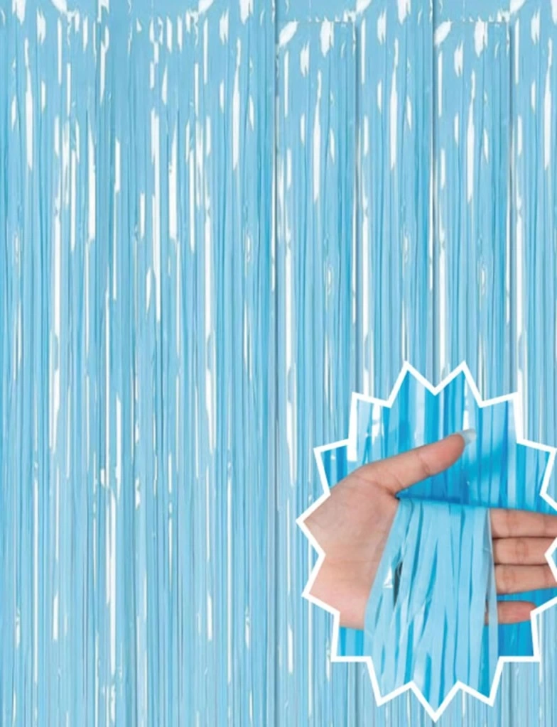 Nessiworld Soft Mavi Püsküllü Kapı Perdesi - Parti, Baby Shower, Sünnet Süsü 1x2 m