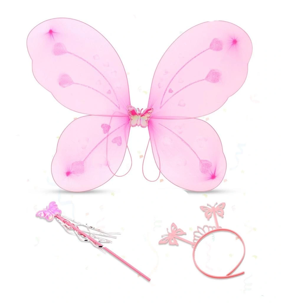 Nessiworld  Toz Pembe Renk Kelebek Kanadı Tacı ve Sopası 50x37 cm