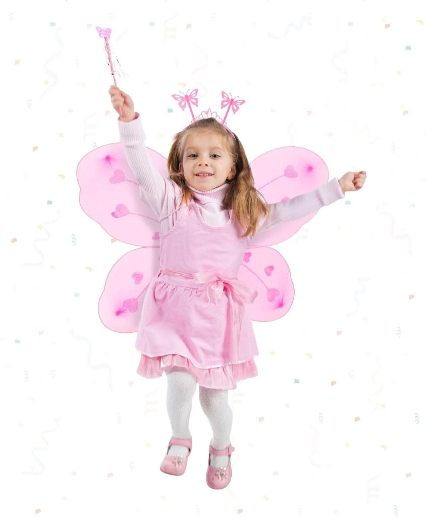 Nessiworld  Toz Pembe Renk Kelebek Kanadı Tacı ve Sopası 50x37 cm