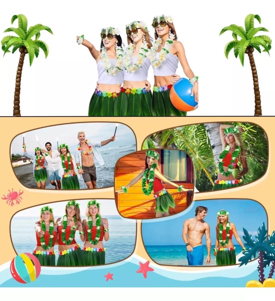Nessiworld Tropikal Esintili Hawaii Yapraklı Parti Eteği Yetişkin Boy
