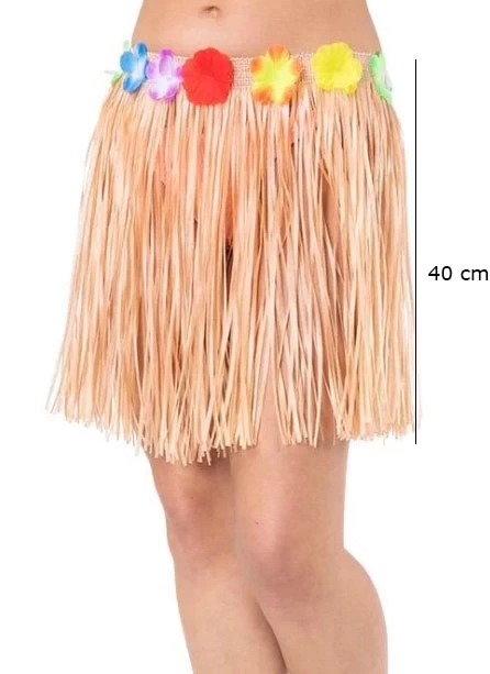 Nessiworld Yetişkin ve Çocuk Uyumlu Saman Renk Püsküllü Hawaii Luau Hula Etek 40