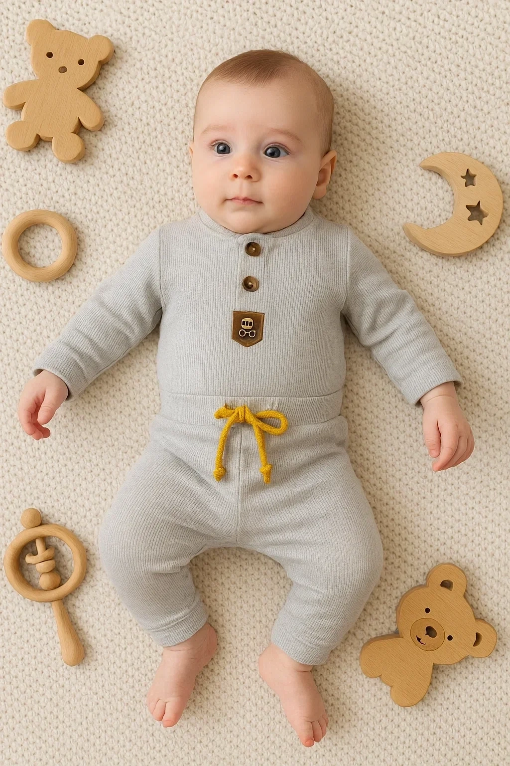 New Waffle Çıtlı Düğmeli 2li Mevsimlik Takım