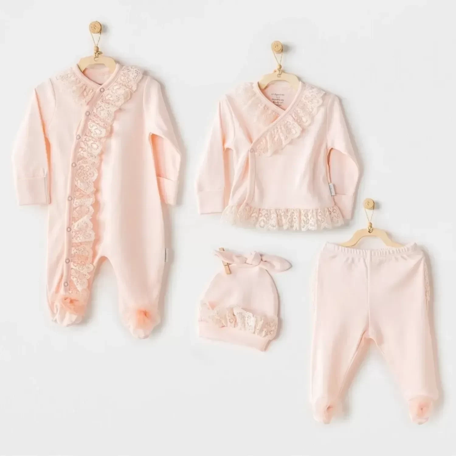 Newborn Chic Girl Tüllü 4lü Hastane Çıkışı Salmon