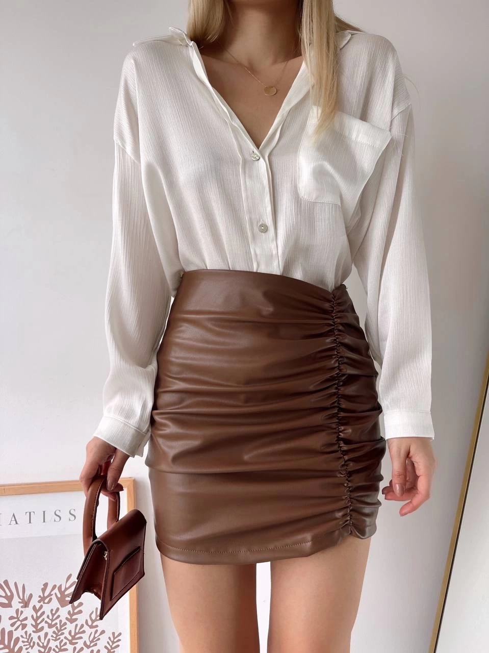 Önden büzgülü etek taba h24210