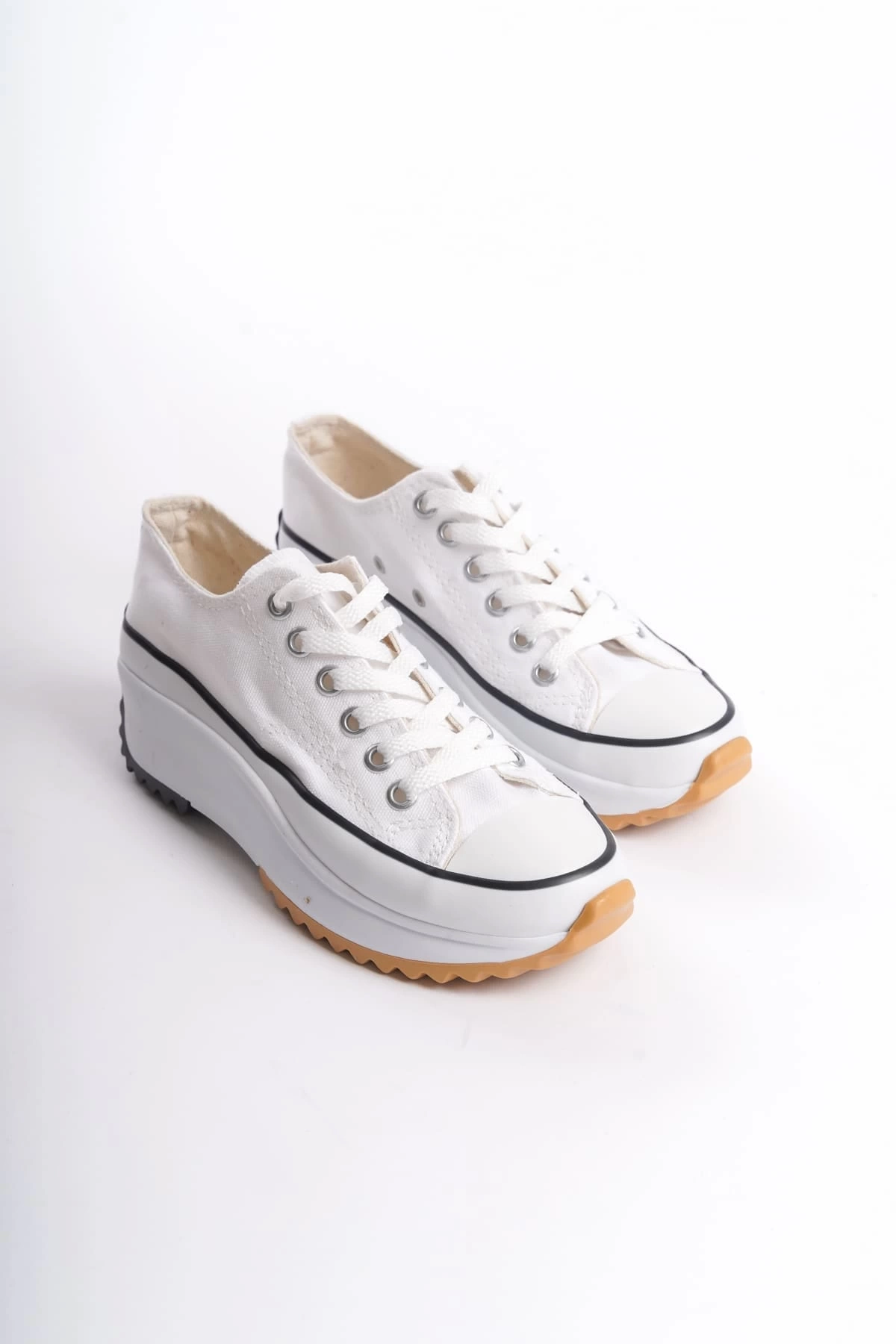 PARIS Bağcıklı Ortopedik Taban Kadın Sneaker Spor Ayakkabı  BT - Beyaz