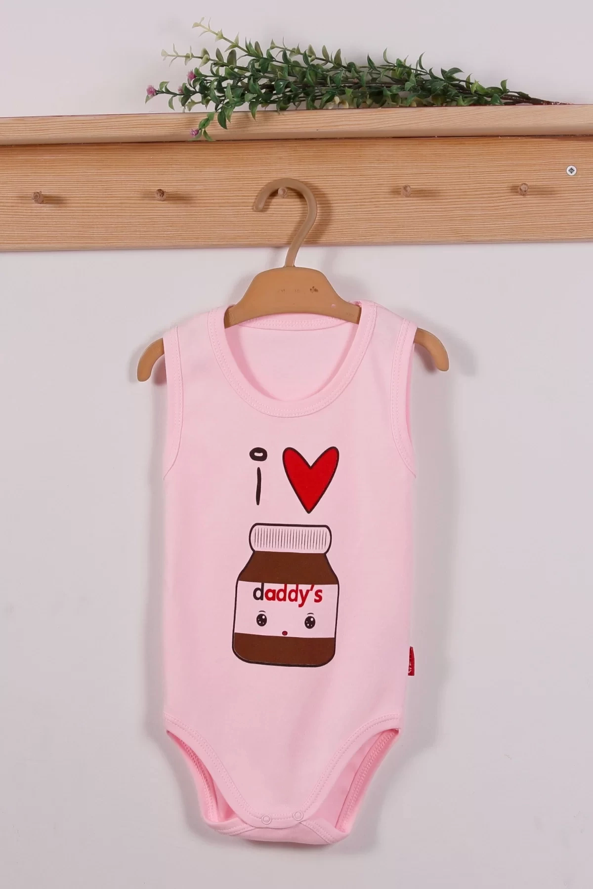 Pembe Daddys Cikolata Desenli Askılı Unisex Body