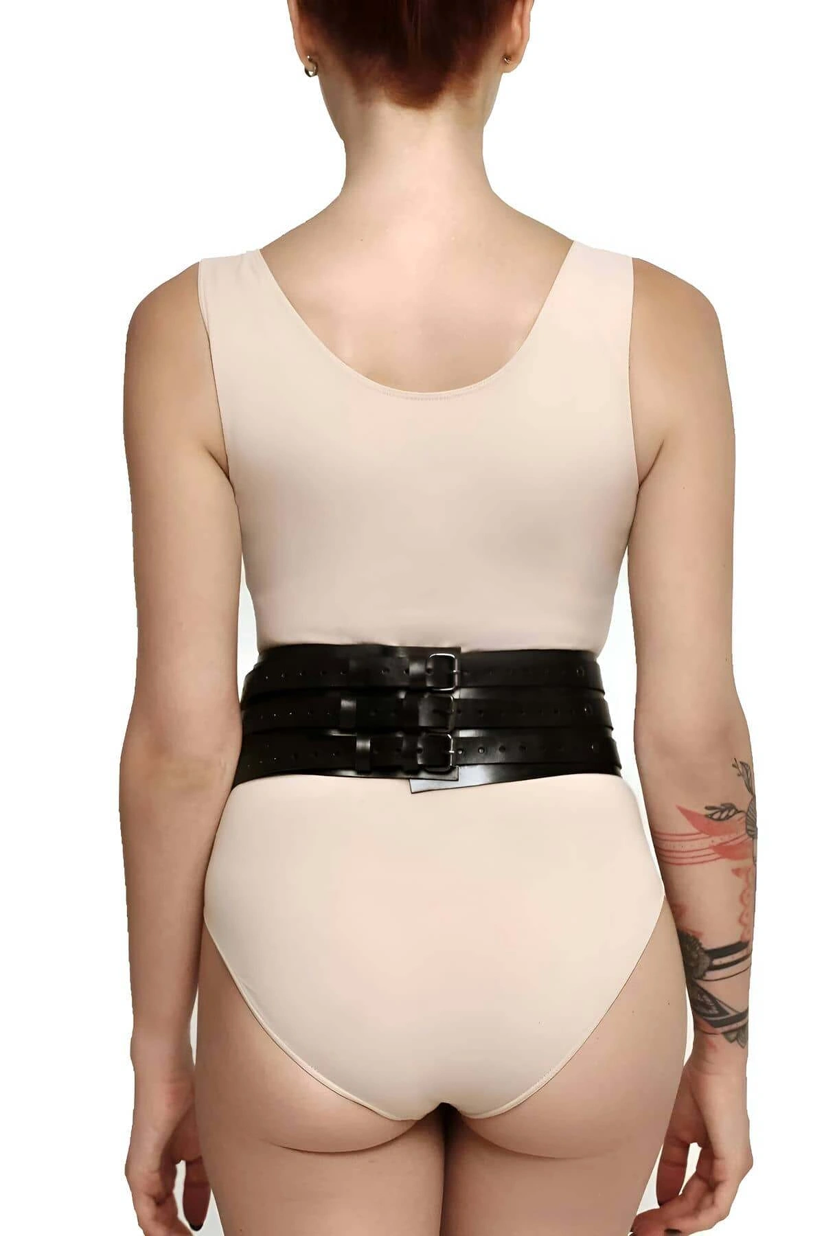 Perçin Detaylı Şık Deri Korse, Seksi Korse Harness - Brf905