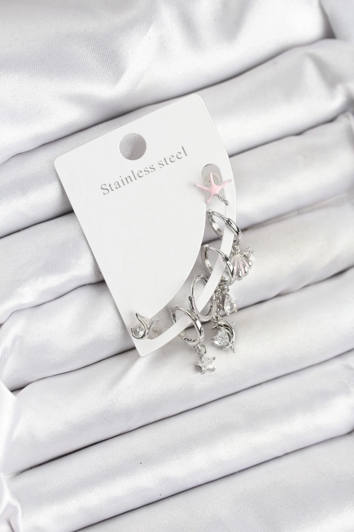 Pirinç Gümüş Renk Set Küpe