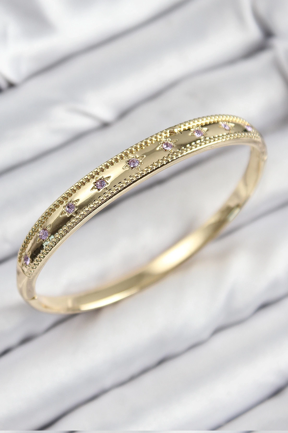 Pirinç Zirkon Taşlı Kutup Yıldızı Model Gold Renk Kadın Kelepçe