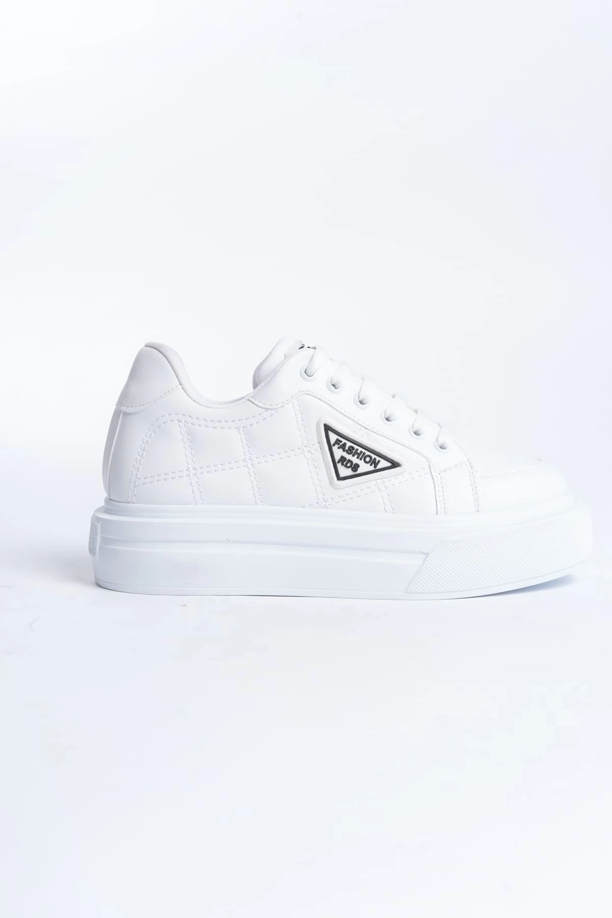 PRAG Bağcıklı Ortopedik Taban Desenli Kadın Sneaker Spor Ayakkabı  BT - Beyaz